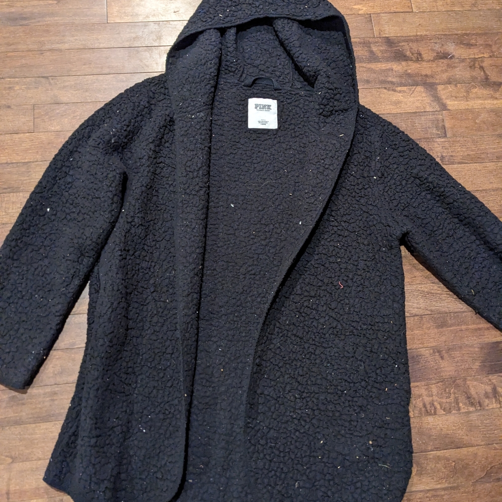 PINK Victoria's Secret Black Hooded Cardigan